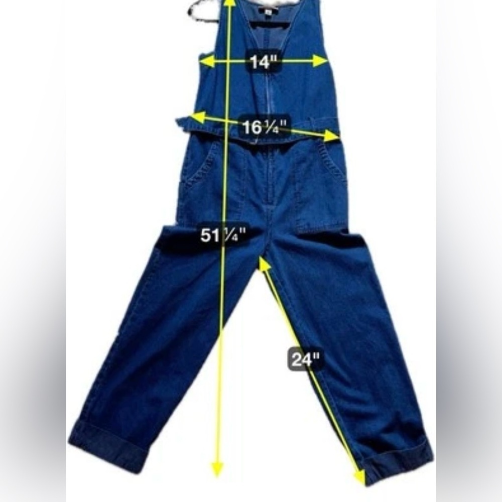 Rachel Comey Denim Utility Jumpsuit Wide Leg Sleeveless Belted Farm Boho Size 2 - Picture 7 of 10